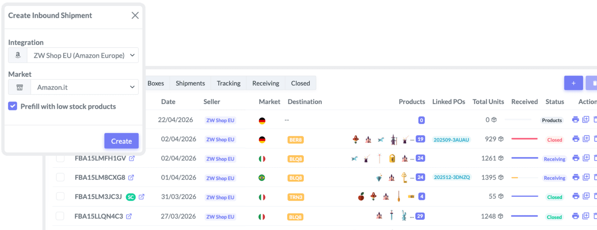 FBA inbound shipments